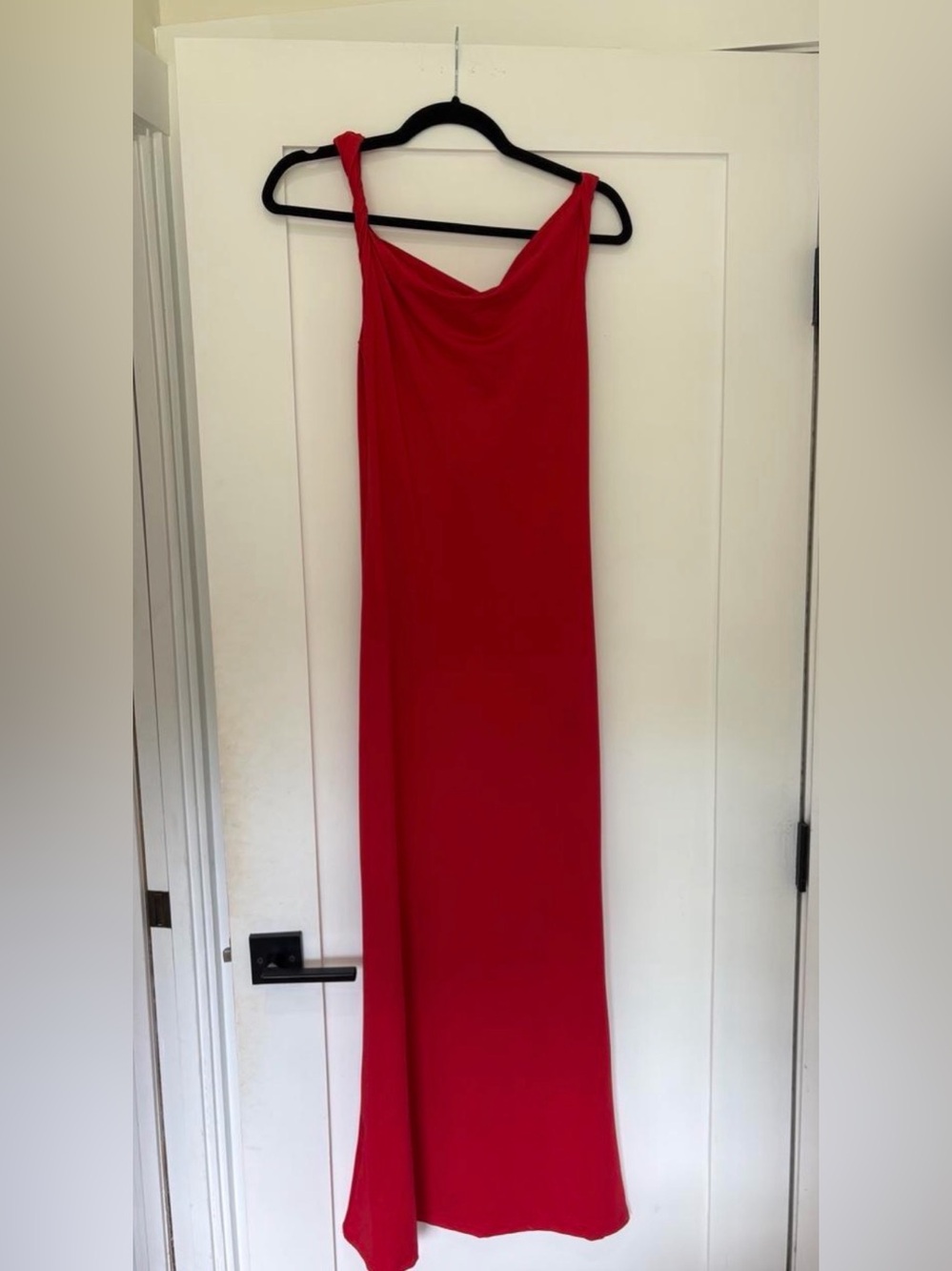 Red Cowl Neck Slip Dress - Women's Elegant Evening Gown